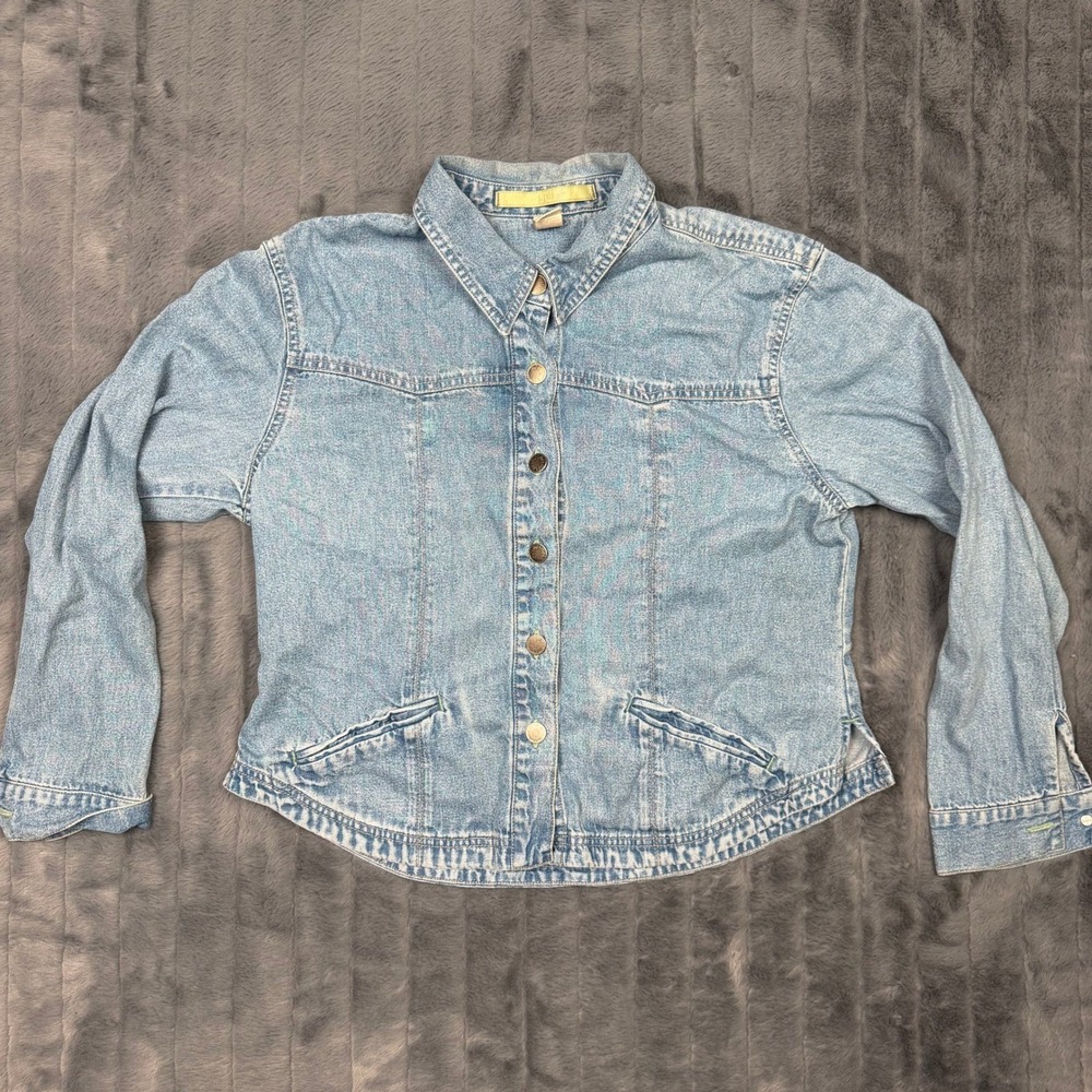 J. Jill Womens Light Wash Tencel Cotton Denim Jacket Blue Size Medium 9637